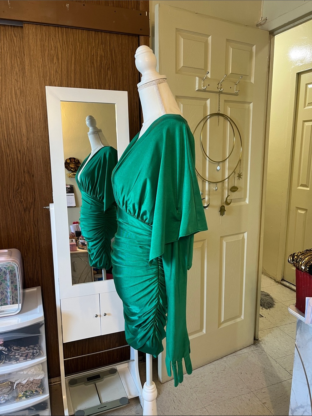 A Classy Chic Boutique Emerald Green Ruched Mini Dress - Picture 4 of 10